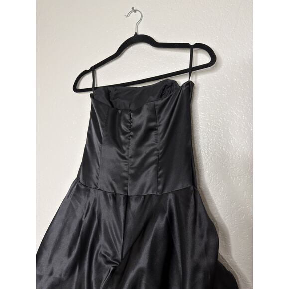 VTG Y2K Jessica McClintock Black Strapless Formal Gown Dress Gothic S/XS Satin - Picture 9 of 15